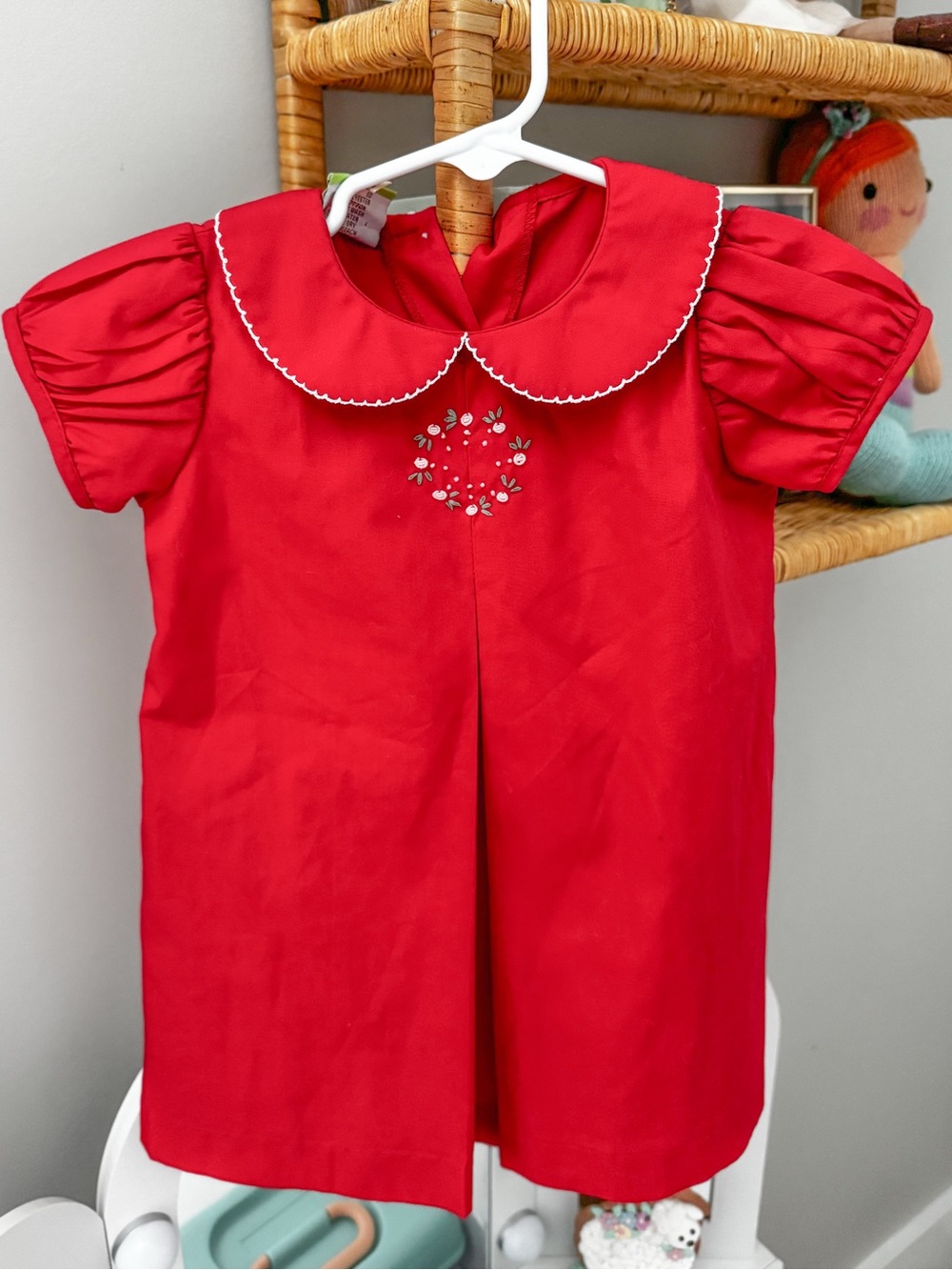 Classic Red Peter Pan Collar Kids Dress